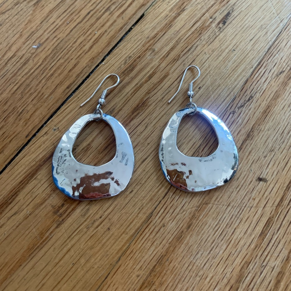 Hammered Silver Drop Earrings